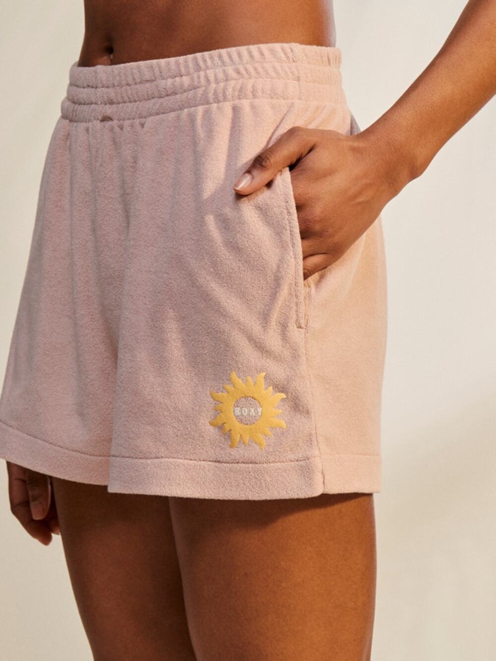 ROXY Women's Size XS Better Not Wait Toweling Shorts Terrycloth - Peach Whip